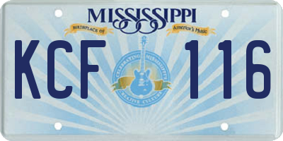 MS license plate KCF116