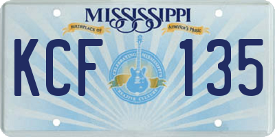 MS license plate KCF135