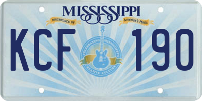 MS license plate KCF190