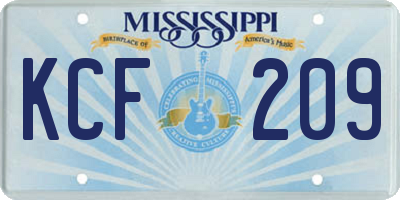 MS license plate KCF209