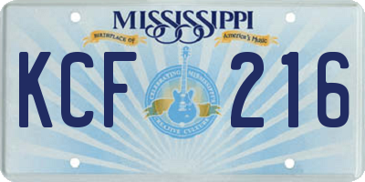 MS license plate KCF216