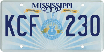 MS license plate KCF230