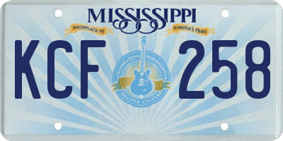 MS license plate KCF258