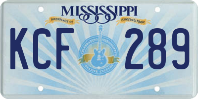 MS license plate KCF289