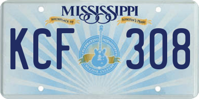 MS license plate KCF308
