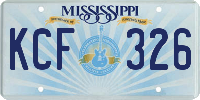 MS license plate KCF326