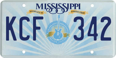 MS license plate KCF342