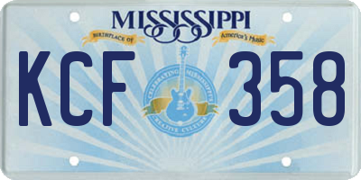 MS license plate KCF358