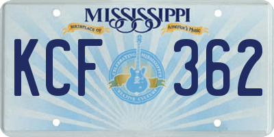 MS license plate KCF362