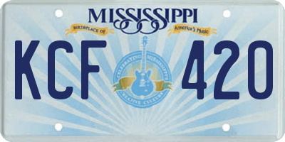 MS license plate KCF420