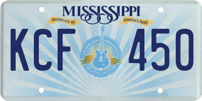 MS license plate KCF450