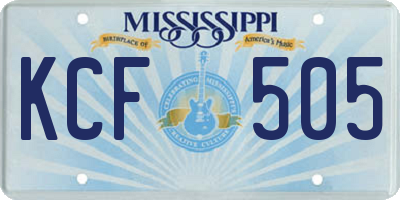 MS license plate KCF505