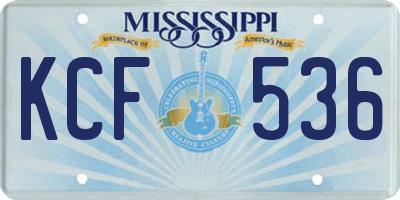 MS license plate KCF536