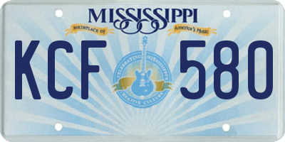MS license plate KCF580