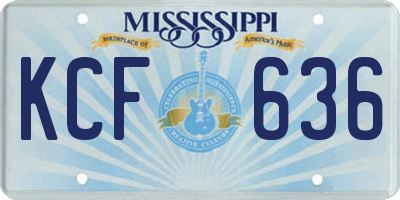MS license plate KCF636