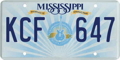 MS license plate KCF647