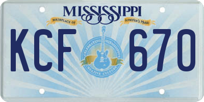 MS license plate KCF670