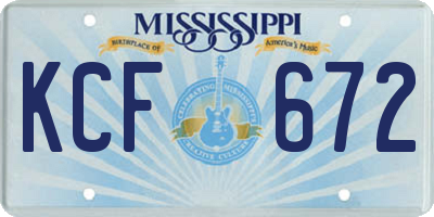 MS license plate KCF672