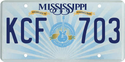 MS license plate KCF703