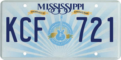 MS license plate KCF721