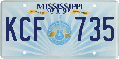 MS license plate KCF735