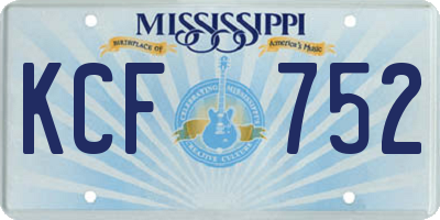 MS license plate KCF752