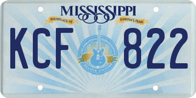 MS license plate KCF822
