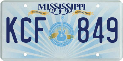 MS license plate KCF849