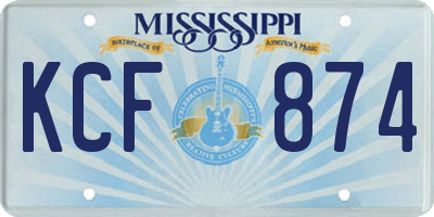 MS license plate KCF874