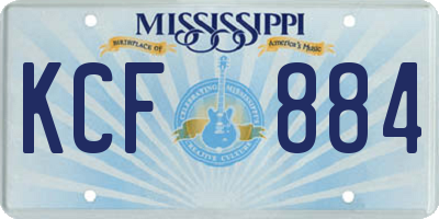 MS license plate KCF884