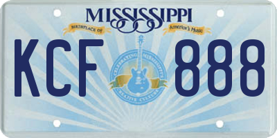 MS license plate KCF888