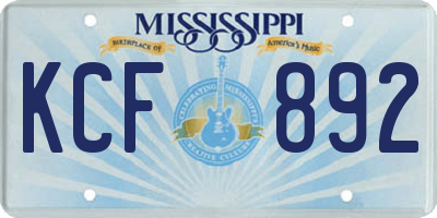 MS license plate KCF892