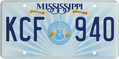 MS license plate KCF940