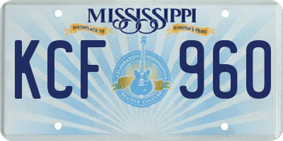 MS license plate KCF960
