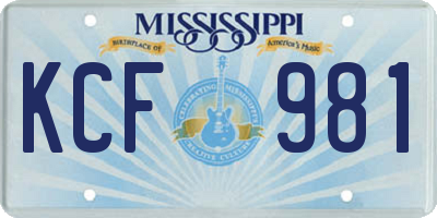 MS license plate KCF981