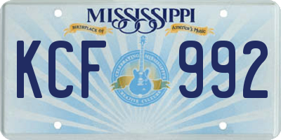 MS license plate KCF992