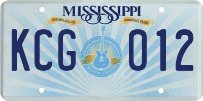 MS license plate KCG012