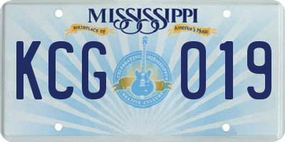 MS license plate KCG019