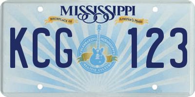 MS license plate KCG123
