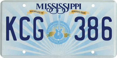 MS license plate KCG386