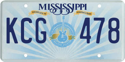 MS license plate KCG478