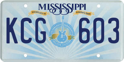 MS license plate KCG603
