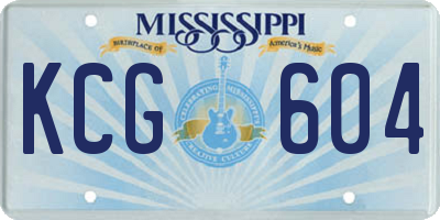 MS license plate KCG604