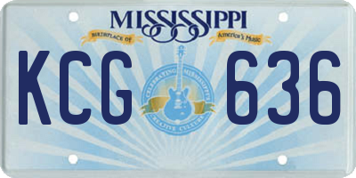 MS license plate KCG636