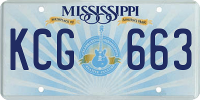MS license plate KCG663