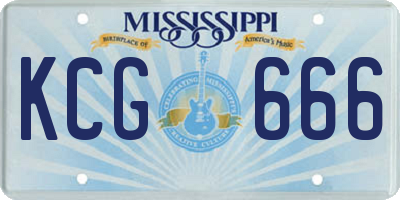 MS license plate KCG666