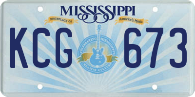 MS license plate KCG673
