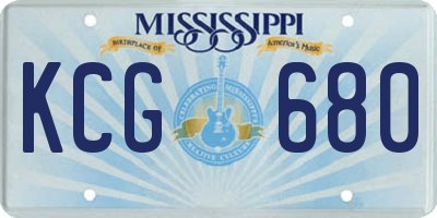 MS license plate KCG680
