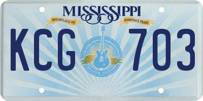 MS license plate KCG703