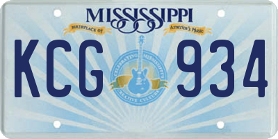 MS license plate KCG934